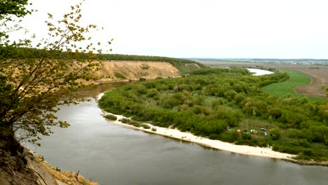 Summer-landscape.-Wide-shot-of-beautiful-river.-4K