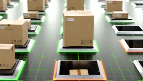 Modern-Automated-Hi-tech-Warehouse-with-Parcels-Rising-on-Lifts-and-Digital-Floor-Lights-Seamless.-Beautiful-Looped-3d-Animation-of-Cardboard-Boxes.-Storage-and-Delivery-Concept.