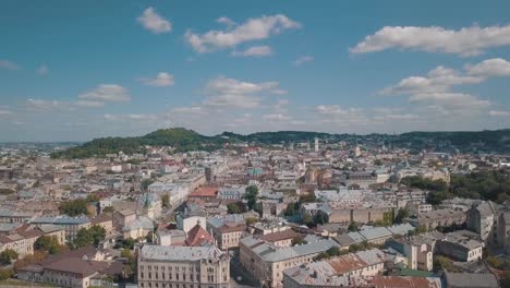 Aerial-City-Lviv,-Ukraine.-European-City.-Central-part-of-old-european-city