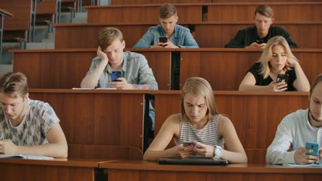 Multi-Ethnic-Group-of-Students-Using-Smartphones-During-the-Lecture.-Young-People-Using-Social-Media-while-Studying-in-the-University.