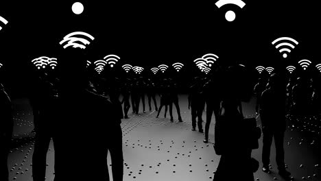 Human-silhouettes-of-people-connected,-social-networks