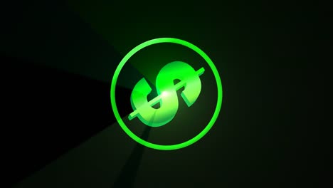 Salpicadura-de-animación-de-signo-de-dólar-verde-y-rayos-de-luz