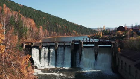 Aerial-view;-camera-moving-forward-over-the-river-rapids