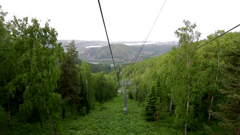 Cableway-Chairlift-in-the-summer,-Russia