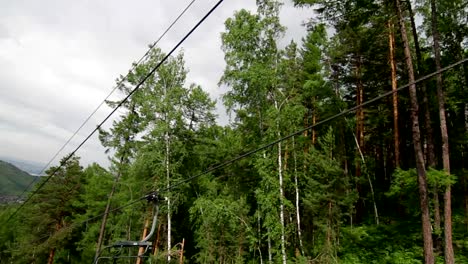 Cableway-Chairlift-in-the-summer,-Russia