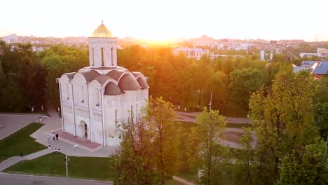 Aerial-view-Demetrius-Cathedral-in-Vladimir,-Russia