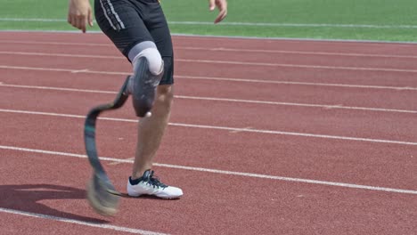 Amputee-Athlete-Suffering-from-Pain-in-Leg-while-Running-Outdoors