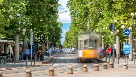 Corso-Sempione-timelapse,-one-of-the-main-radial-boulevards-of-Milan