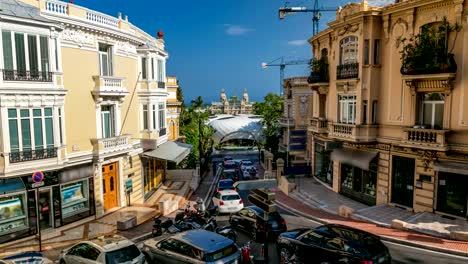 Agua-de-fuente-y-jardines-de-timelapse,-frente-al-Casino-de-Monte-Carlo