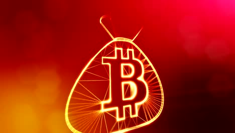 logo-de-Bitcoin-en-la-bolsa.-Concepto-financiero.-Fondo-financiero-hecho-de-partículas-de-brillo-como-holograma-vitrtual.-Animación-loop-3D-brillante-con-la-profundidad-de-campo,-bokeh-y-copia.-Fondo-rojo-v1