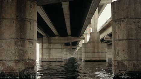 View-under-Voronezh-North-Bridge,-perspective