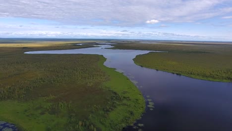 Flying-over-Northern-Forest-Lake