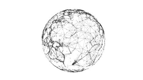 Planet-earth.-Black-sphere-shape-ball-with-digital-data-and-network-connection-triangle-lines-for-technology-concept-isolated-on-white-background.-Motion-graphic.-3d-abstract-illustration