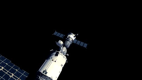 Flight-Of-International-Space-Station.-Alpha-Channel.