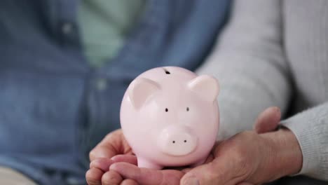 senior-couple-hands-with-coin-and-piggy-bank