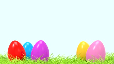 Colorful-Easter-eggs-in-spring-green-grass-zoom-with-free-and-empty-space-for-design-or-text