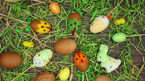 Easter-decoration-on-wooden-background---Stop-motion