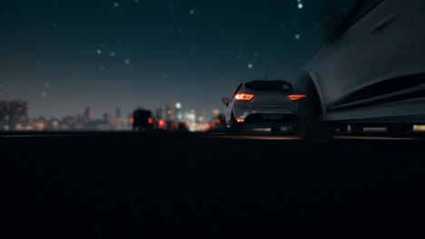 Car,-dark-sunset-with-Futuristic-network-and-technology.-4k