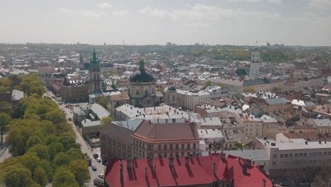 Lvov,-Ukraine.-Aerial-City-Lviv,-Ukraine.-Panorama-of-the-old-town.-Dominican