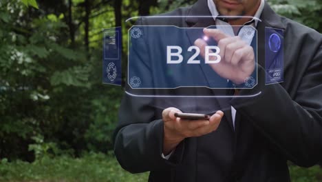 Businessman-uses-hologram-with-text-B2B