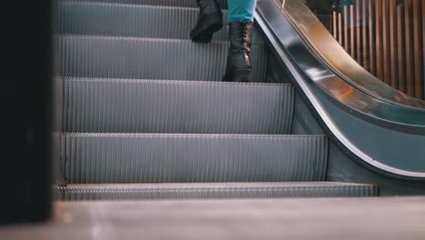 Legs-of-People-Moving-on-an-Escalator-Lift-in-the-Mall.-Shopper's-Feet-on-Escalator-in-Shopping-Center