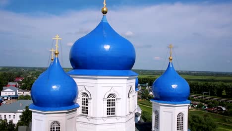 aerial-shot-female-monastery-in-Bogolyubovo,-Russia