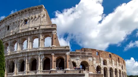 The-Colosseum-or-Coliseum-timelapse-hyperlapse,-also-known-as-the-Flavian-Amphitheatre-in-Rome,-Italy