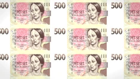 Banknotes-of-five-hundred-czech-korunas-of-Czech-Republic,-cash-money,-loop