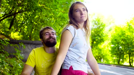 Young-disable-man-on-a-walk-in-the-park-with-his-wife