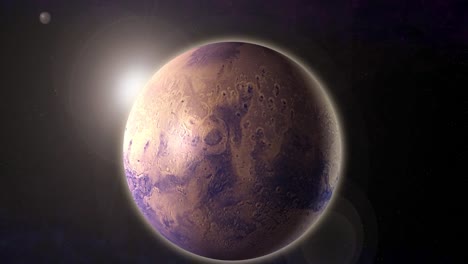 4K-Animation-of-a-realistic-mars-planet-with-sun-flare-in-space