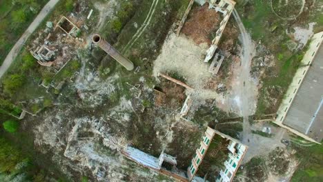 Aerial-view-of-a-destroyed-factory.-Remains-of-buildings.