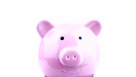 Rotation-of-pink-pig-piggy-bank-on-white-background.-4k-Resolution