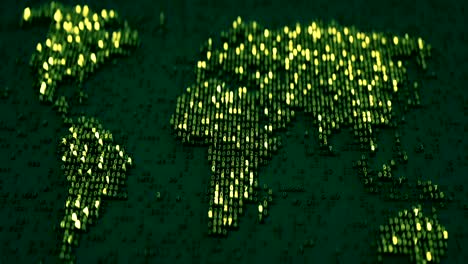 World-map-of-glowing-green-numbers-3D-render-seamless-loop-animation