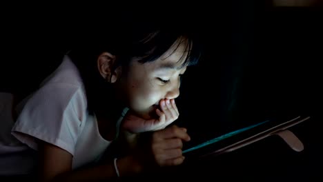 children-girl-use-tablet-computer-on-the-sofa-at-the-relax-time