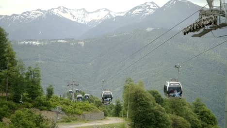 Mountain-ski-resort-and-Cable-car-with-cabins