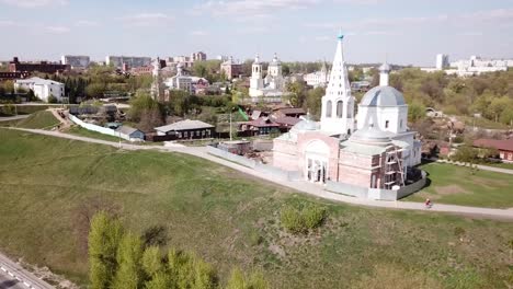 View-of-medieval-Trinity-Cathedral--on-background-with-picturesque-Serpukhov-cityscape