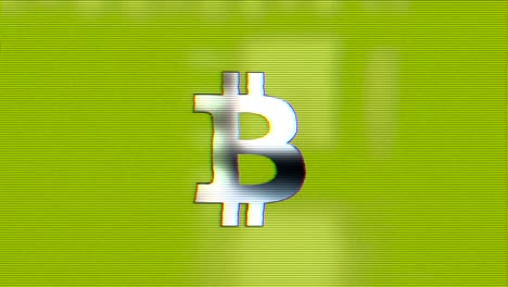 Abstract-animation-of-bitcoin-currency-sign.-Crypto-currency-bitcoin.-Global-internet-worldwide.-green-background.-TV-noise