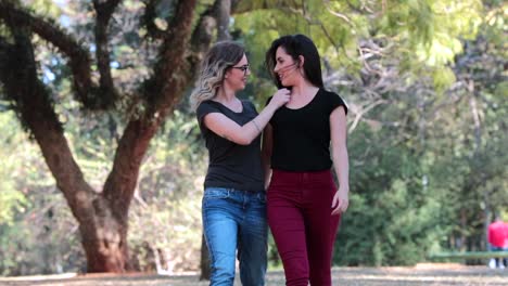 Amigas-gay-juntas-en-el-Parque-cogidos-de-la-mano