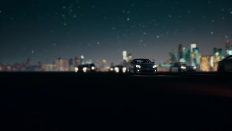 Car,-dark-sunset-with-Futuristic-network-and-technology.-4k