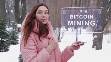 Red-haired-girl-with-hologram-Bitcoin-Mining