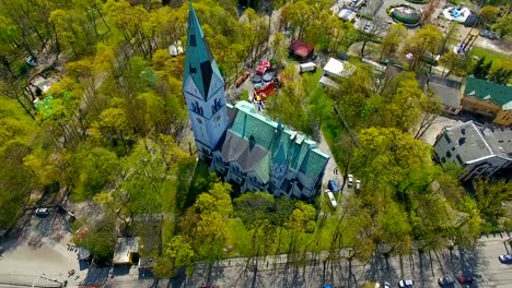 Aerial:-Central-park-of-Kaliningrad-in-summer