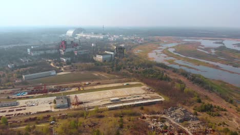 La-central-nuclear-de-Chernóbil,-Ukrine.-Vista-aérea