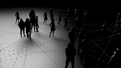 Human-silhouettes-of-people-connected,-social-networks