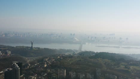 Aerial-view-over-Kiev-in-the-fog-4K-Ultra-HD