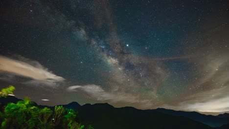 4K-Time-Lapse-Vía-Láctea-sobre-la-montaña-Hehuan,-Nantou,-Taiwán