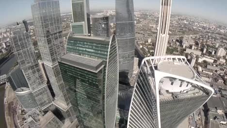 Aerial-view-of-Moscow-International-Business-Center-referred-to-as-Moscow-City.-Moscow-City-is-a-well-known-commercial-district-in-central-Moscow,-Russia.