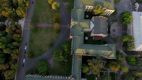 Aerial-view-of-the-old-building-of-the-university-KPI-in-Kiev,-Ukraine.