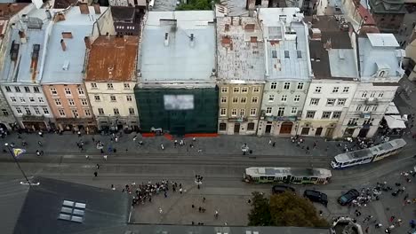 View-from-City-Hall-at-peaceful-movement-of-trams-through-narrow-streets-of-Lviv