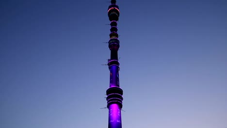 Television-(Ostankino)-tower-at-Night,-Moscow,-Russia