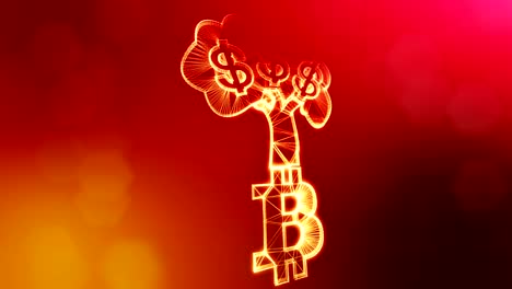 Sign-of-dollar-tree-grows-from-the-bitcoin-logo.-Financial-background-made-of-glow-particles-as-vitrtual-hologram.-Shiny-3D-loop-animation-with-depth-of-field,-bokeh-and-copy-space.-Red-color-v2